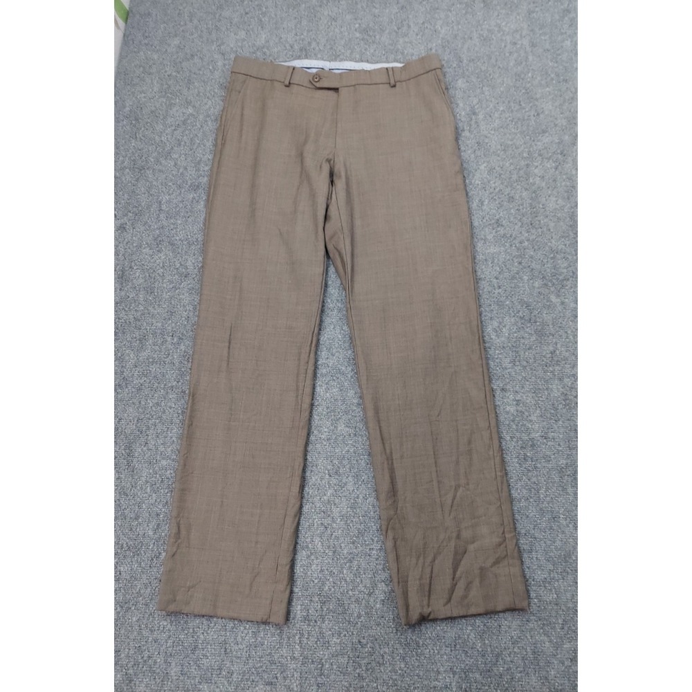Ballin Dress Pants Mens 34x32 Brown Super 110s Wool Flat Front Comfort Eze